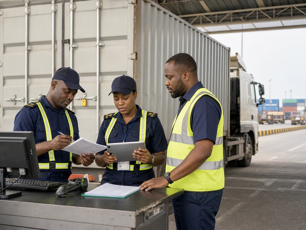 Scénario illustratif d’une vérification documentaire à une porte logistique