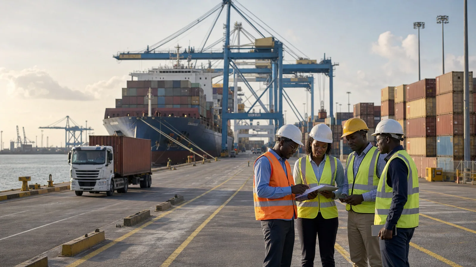 Scénario illustratif d’une coordination entre équipes portuaires et logistiques autour d’un flux de marchandises